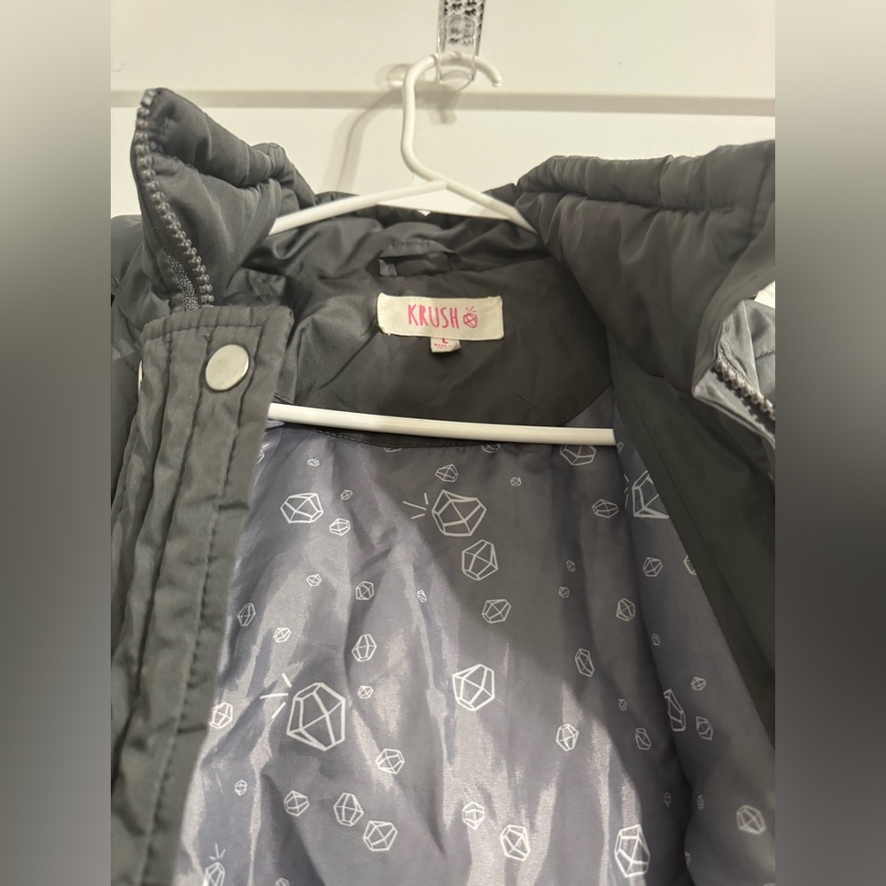 Krush Charcoal Quilted Jacket with Patterned Lining - Picture 3 of 5